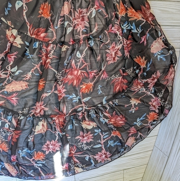 By Together Floral Semi Sheer Drop Waist Maxi Dress in Black Size L NWT - Picture 8 of 9